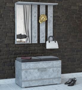 Komplet korytarzowy szafka, lustro, wieszak, beton