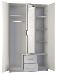 Duża szafa z półkami i lustrem biała