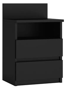 Czarna szafka nocna z nadstawką, szuflady, 59x40cm