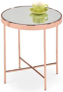 Miedziany okrągły stolik szklany z efektem lustra - Lilla