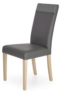 Szare krzesło drewniane z ecoskórą wysokie oparcie