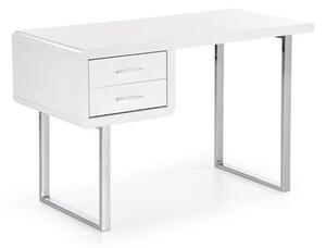Nowoczesne biurko, toaletka - biały połysk + chrom 120x55