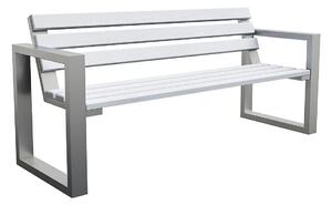 Metalowa ławka z drewnianym siedziskiem Norin White 180cm