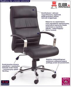 Czarny fotel biurowy ze skóry naturalnej - Canot