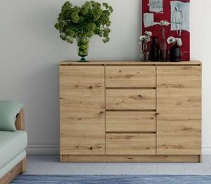 Komoda na ubrania z półkami szuflady dąb 120 cm | Umeblowana.com