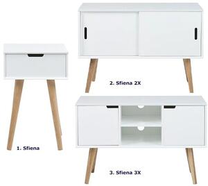 Biały stolik nocny z szufladą w stylu skandynawskim - Sfiena