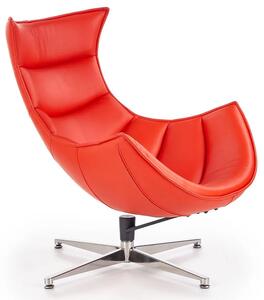Skórzany obrotowy fotel wypoczynkowy Lavos - czerwony
