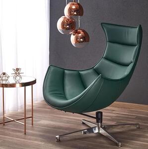 Skórzany obrotowy fotel wypoczynkowy do salonu Lavos - zielony