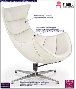 Obrotowy fotel wypoczynkowy ze skóry ekologicznej Lavos - biały