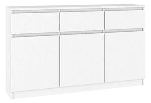 Biała komoda szafka szuflady i półki 140 cm