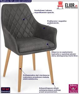 Pikowane krzesło tapicerowane z podłokietnikami Syvis - ciemny brąz
