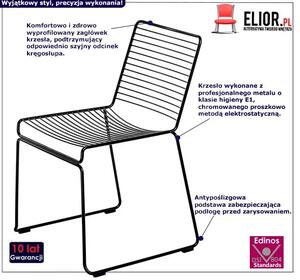 Czarne minimalistyczne druciane krzesło - Hagos