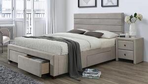 Beżowe łóżko z szufladami - Malito 160x200