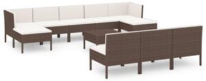 Zestaw Mebli Ogrodowych Komplet Wypoczynkowy Z Poduszkami 11-Częściowy Brązowy Rattan Na Taras Balkon Ogród