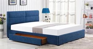 Niebieskie łóżko tapicerowane - Laos 160x200