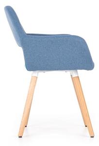 Niebieski fotel do jadalni, salonu, scandi muszelka