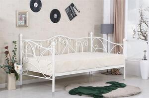 Metalowe łóżko 90x200 białe ze stelażem