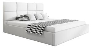 Podwójne łóżko tapicerowane biała ekoskóra 120x200