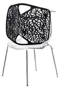 Białe krzesło z ażurowym siedziskiem do jadalni - Lenka