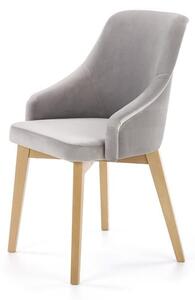 Skandynawskie krzesło drewniane szara tapicerka