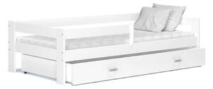 Białe łóżko dla dzieci z szufladą na pościel i materacem