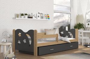 Szare łóżko z materacem dziecięce + szuflada 190x80
