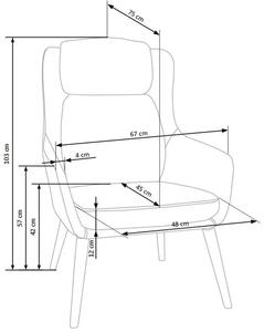 Tapicerowany fotel wypoczynkowy Kossan - beżowy