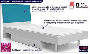 Jednoosobowe łóżko z szufladą na pościel Kormi 90x200 - turkusowe