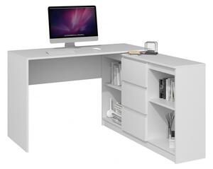 Białe biurko szkolne narożne z szafką na książki