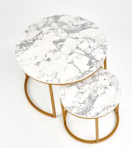 Okrągłe stoliki kawowe marmur + złoto glamour
