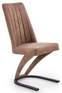 Brązowe tapicerowane krzesło na płozach - Travor