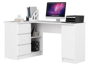 Białe biurko narożne lewostronne z szufladami