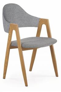 Szare krzesło do jadalni nowoczesny design, dąb miodowy