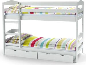 Drewniane łóżko piętrowe Dixi - białe