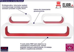 Zestaw biało-czerwonych półek ściennych - Mins 2X