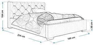 Szare tapicerowane łóżko z zagłówkiem 140x200 cm + drewniany stelaż