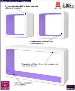 Zestaw biało-fioletowych półek ściennych - Lara 3X