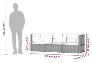 Zestaw Mebli Ogrodowych Komplet Wypoczynkowy Z Poduszkami 3-Częściowy Czarny Rattan Na Taras Balkon Ogród