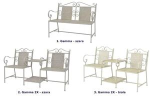 Metalowa ławka ogrodowa ze stolikiem Gamma 2X - biała