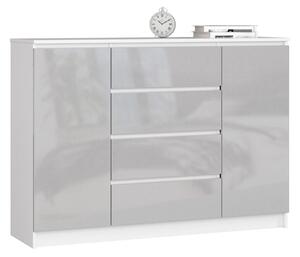Duża komoda z półkami i szufladami 140 cm połysk | Umeblowana.com