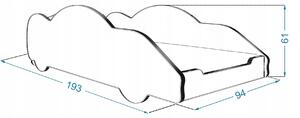 Chłopięce łóżko w kształcie wyścigówki z materacem 180x90 cm