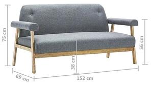 Tapicerowana sofa 3-osobowa Eureka 3G - jasny szary