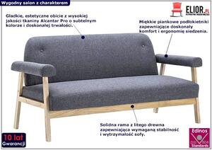 3-osobowa sofa materiałowa Eureka 3D - ciemnoszara