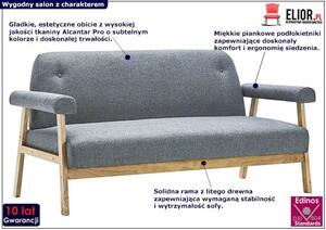 Tapicerowana sofa 3-osobowa Eureka 3G - jasny szary