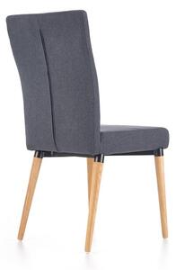 Szare drewniane krzesło z grubym siedziskiem do jadalni