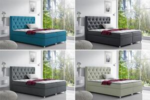 Duże łóżko z pojemnikiem na pościel i zagłówkiem Clara 200x200 - 44 kolory