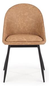 Brązowe krzesło z ekoskóry loft, nowoczesny fotel do jadalni