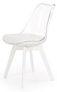Skandynawskie transparentne krzesło do jadalni z poduszką, białe