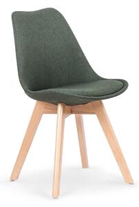 Tapicerowane krzesło do jadalni ciemny zielony +drewno