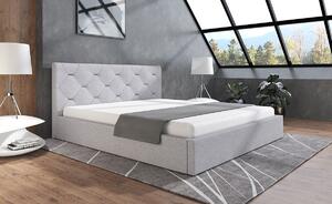 Tapicerowane łóżko z zagłówkiem, szare 120x200 cm + pojemnik